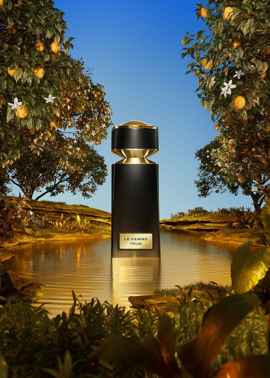 Bvlgari Tygar perfume bottle by Elite Essence eg, sleek gold and black design, elegant and luxurious appearance.