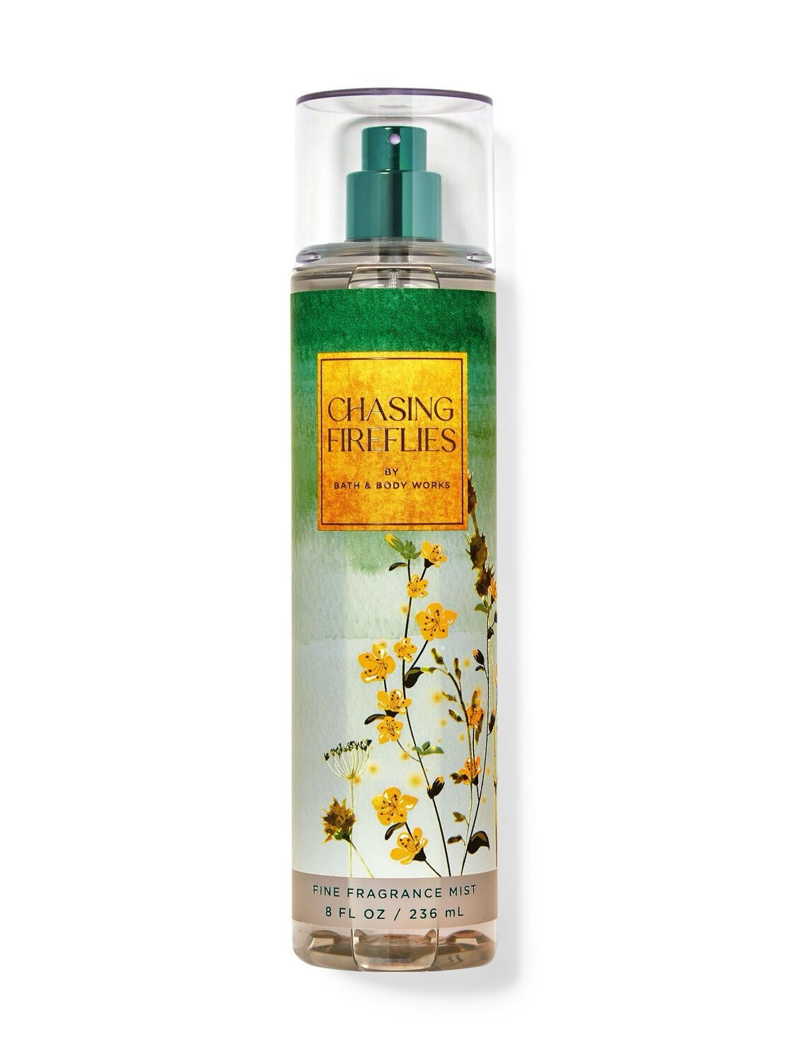 eliteessence Chasing Fireflies fine fragrance mist bottle with yellow floral artwork and green accents