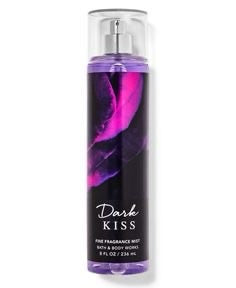 eliteessence Bath & Body Works Dark Kiss fine fragrance mist in a purple and black bottle with a spray nozzle