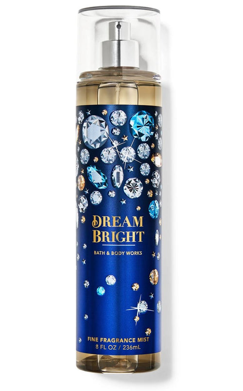 eliteessence Bath & Body Works Dream Bright fragrance mist in a blue bottle with jewel and star graphic design