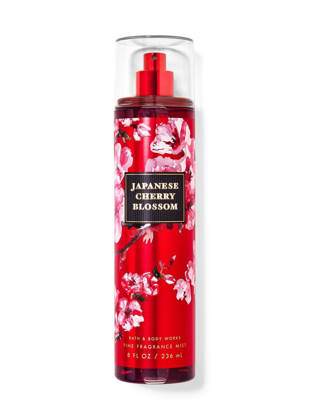 eliteessence Japanese Cherry Blossom fragrance mist in a red bottle with floral cherry blossom print